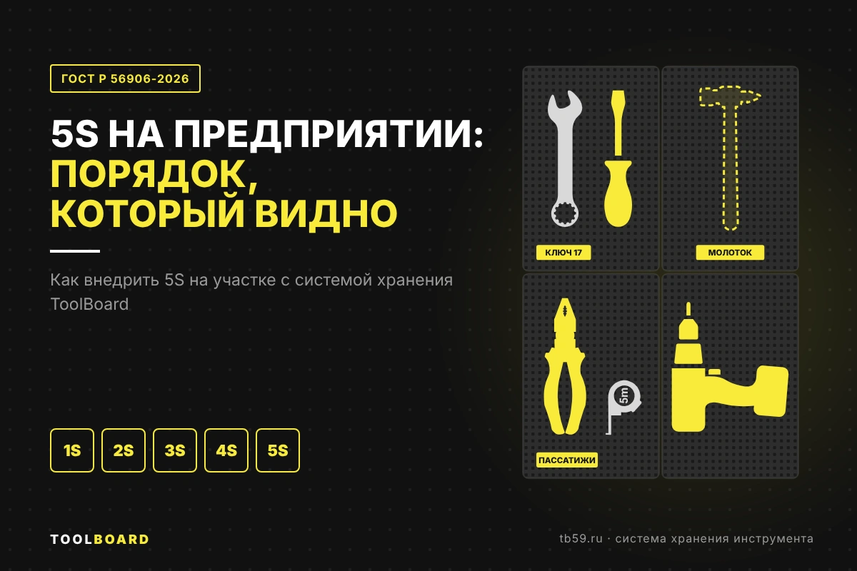 5S на предприятии по новому ГОСТ Р 56906-2026: порядок на участке с ToolBoard